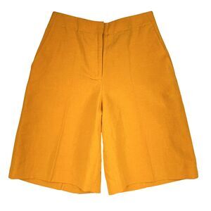 Lafayette 148 Ryerson Silk Linen Bermuda Shorts Size 2 Golden Yellow Resort Wear